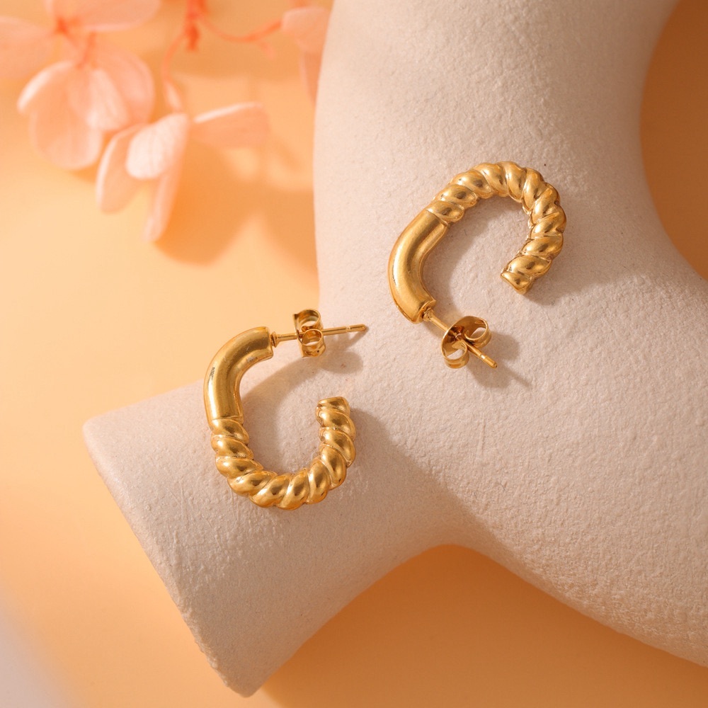 NEW💎18K Gold Hoop Earrings*Twisted Hoop Earrings - Picture 2 of 7